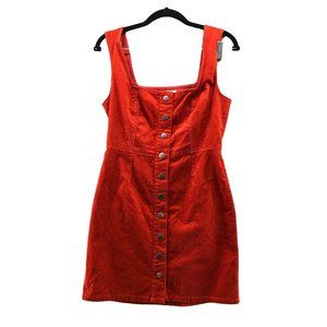 Urban Outfitters Corduroy Dress Burnt Orange Pinafore Size 2 Mini Button Front